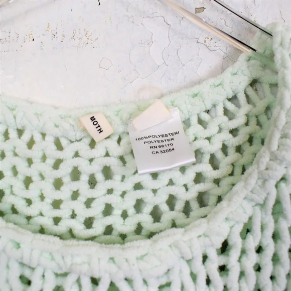 Anthropologie Moth Open Knit Sweater | Soft Mint Spring Layer - Picture 5 of 9